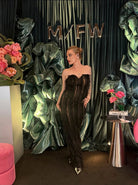 Jefre Sei Jasmine Gown Black  by Jefre Sei available for hire in Hampton East, VIC