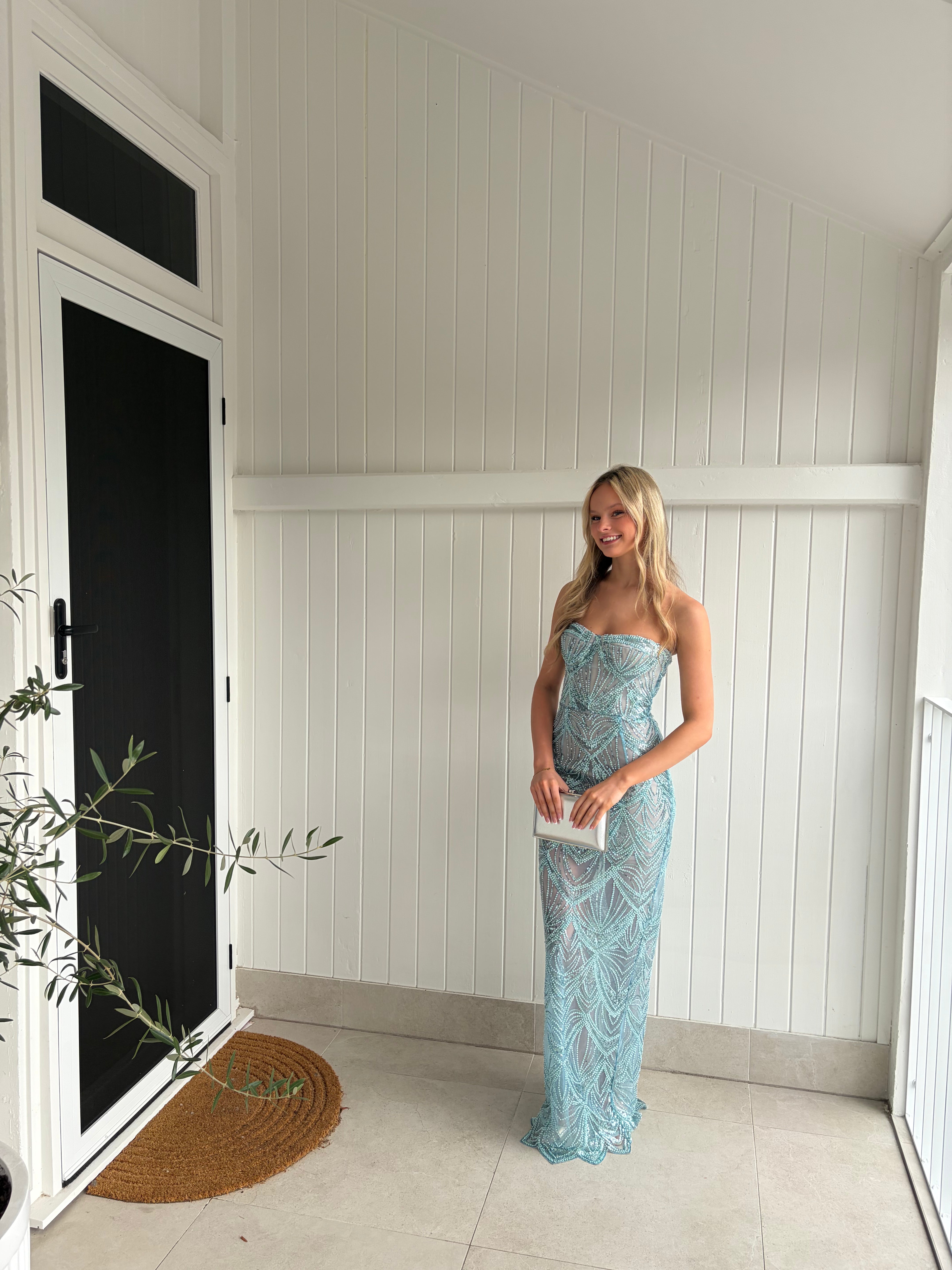 Bronx and Banco Giselle Powder Maxi Dress  by Bronx and Banco available for hire in Australia
