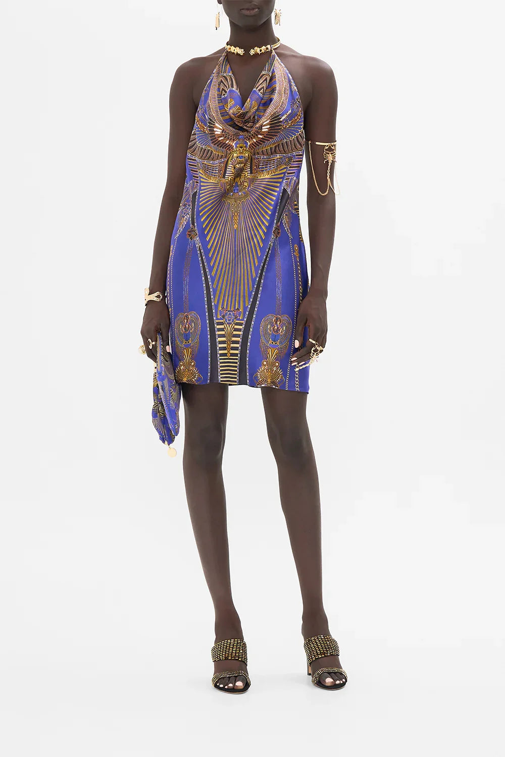 Camilla Draped Short Dress With Neckpiece