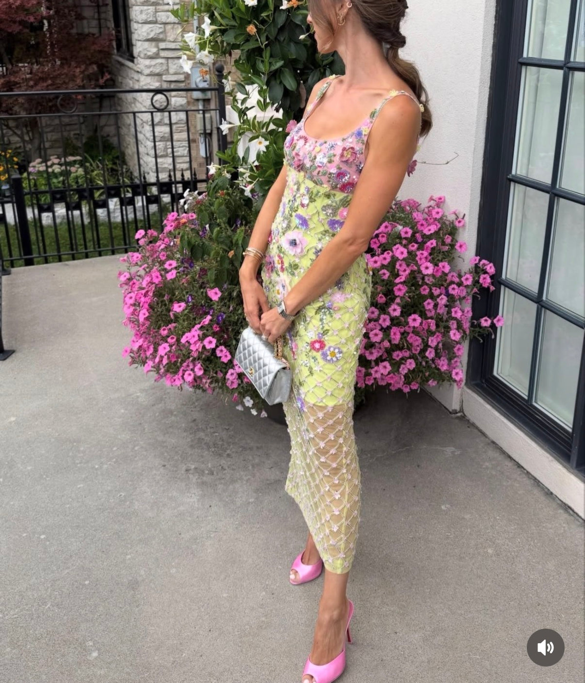 La Fuori Gilded Flora Midi Dress — side view