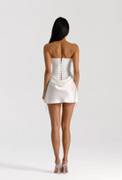 Verity Bustier Embellished + Evelyn Mini Skirt In White
