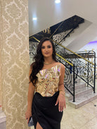 Two Piece Skirt with wet effect hard Corset