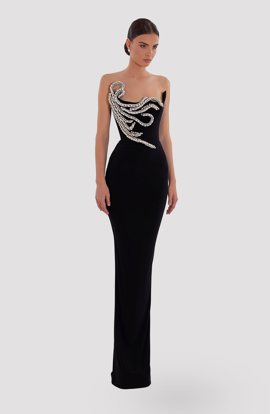 Ablina Embroidered Corset Black Dress