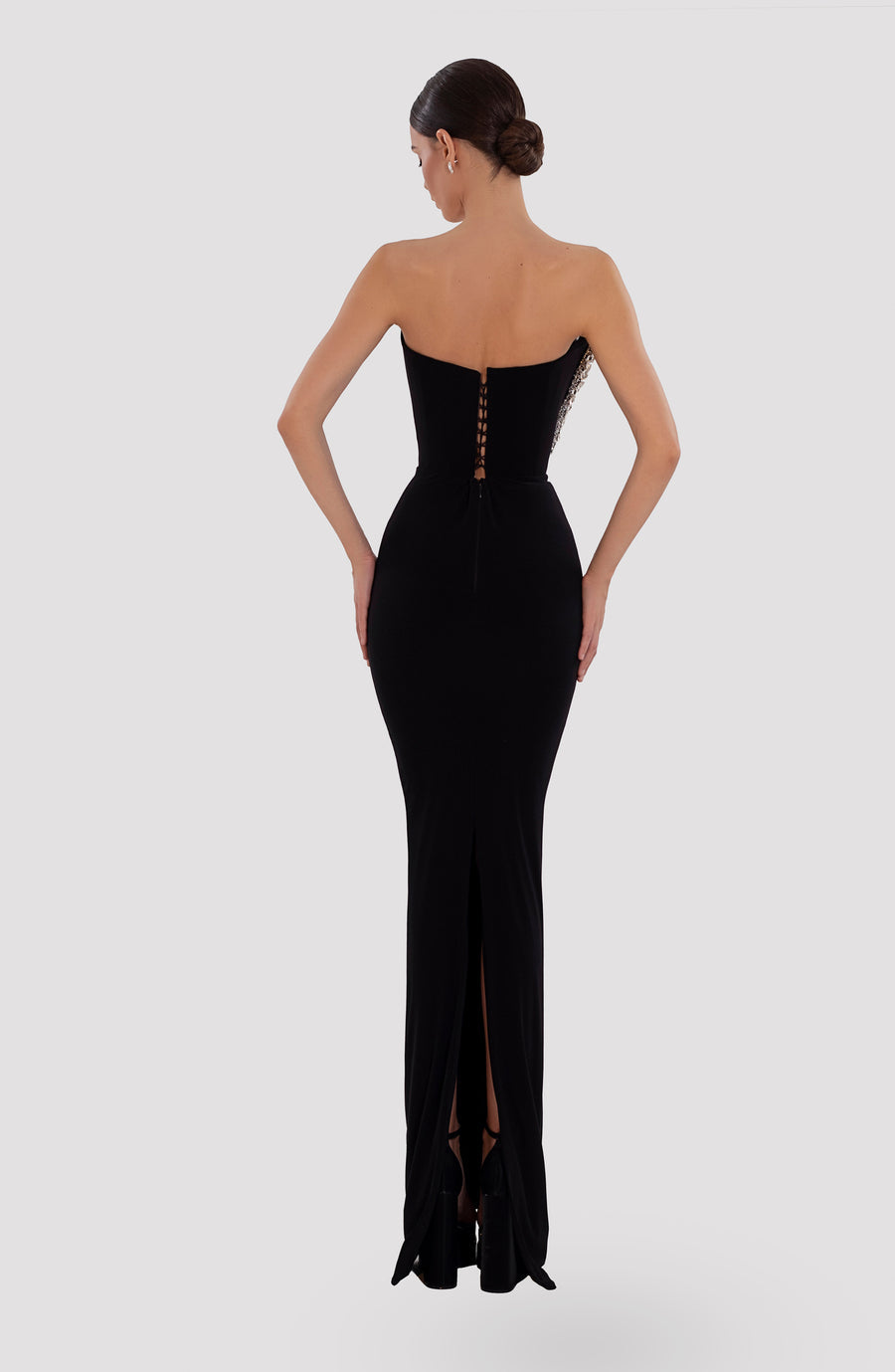 Ablina Embroidered Corset Black Dress