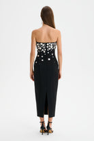 ANAIS Ombre Embellished Strapless Midi Dress in Black