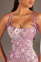 Walone Tesa - Fitted Evening Gown with 3D Floral Embellishment