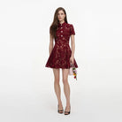 Self-Portrait Burgundy Lace Mini Dress front